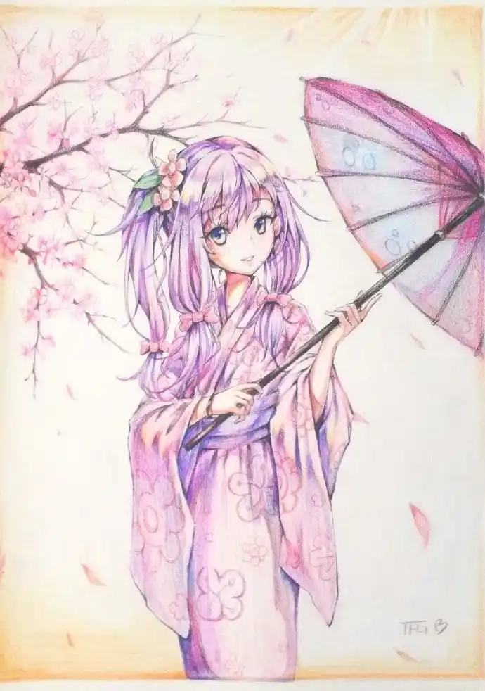 彩铅动漫人物手绘图片彩铅手绘动漫人物图集24张