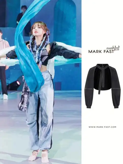 程潇markfast时装周同款牛仔披肩外套