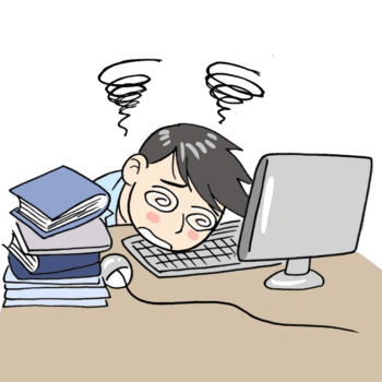 卡通工作忙晕的人