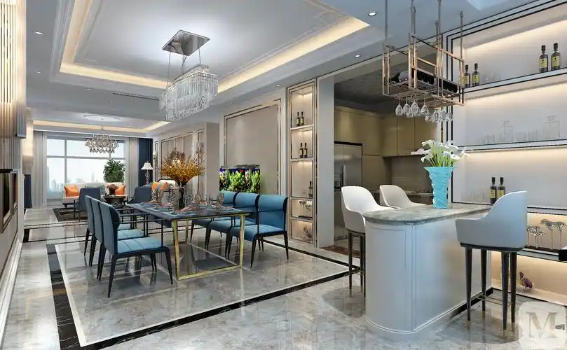 港式风格的装修中,客厅的以黄色为主调,展现一个休闲的氛围,电视墙