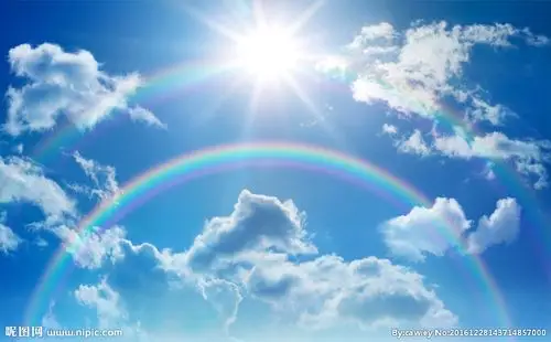 蓝天白云阳光彩虹图片