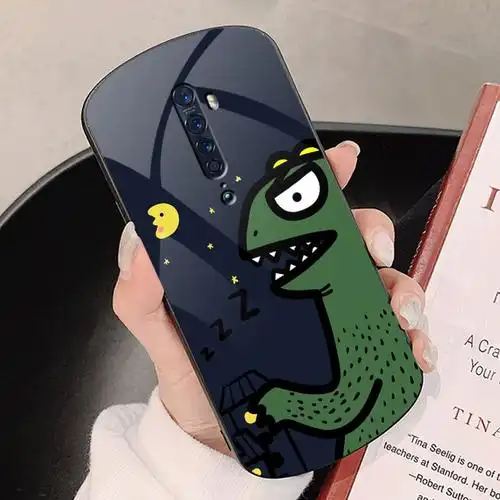卡通小怪兽opporeno2z手机壳r17椭圆形a7升降k3玻璃a5保护套ace弧形