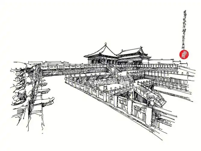 建筑手绘  #钢笔建筑速写  #故宫  #螭首  #三大殿