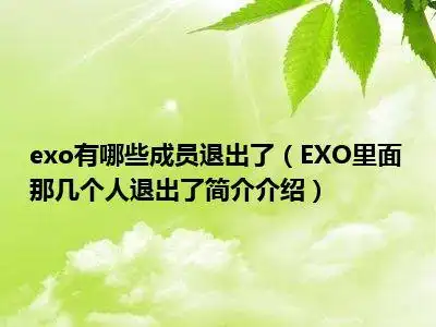 exo有哪些成员退出了(exo里面那几个人退出了简介介绍) - 八卦 - 周