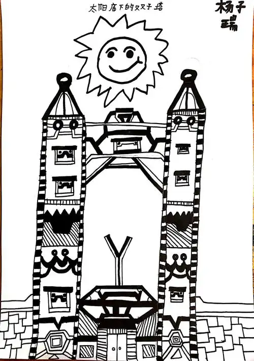 黑白装饰画之《线描建筑》