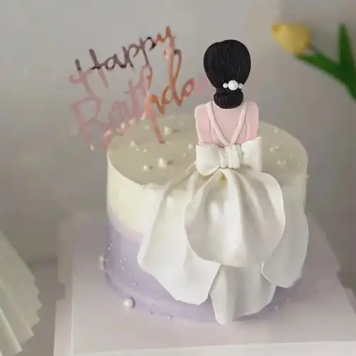 网红美少女背影婚纱蛋糕装饰软胶摆件 女神生日蛋糕装饰品配件