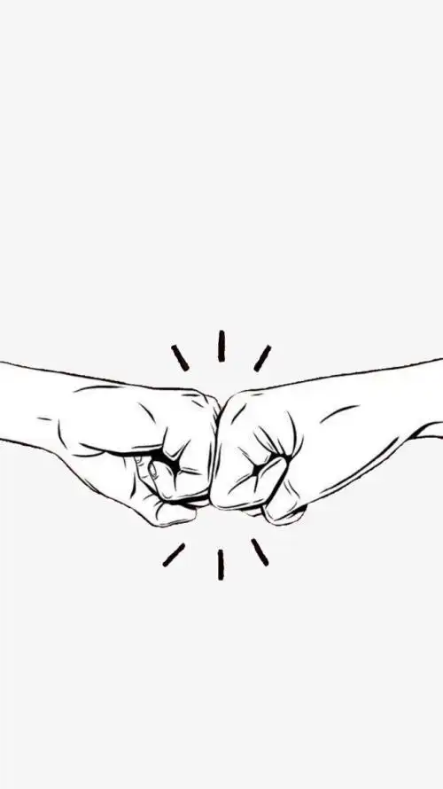 小朋友碰拳简笔画卡通