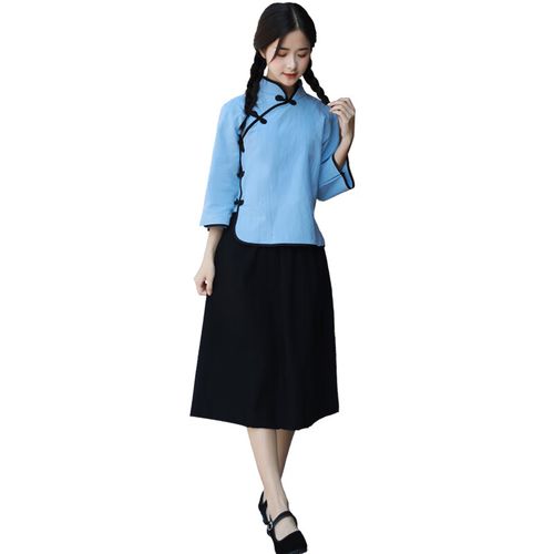 mewbballe民国学生装五四青年装民国风中山装成人朗诵毕业班校服舞台