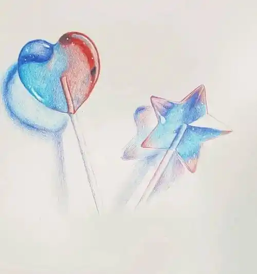 彩铅炫彩星空棒棒糖 画法步骤!