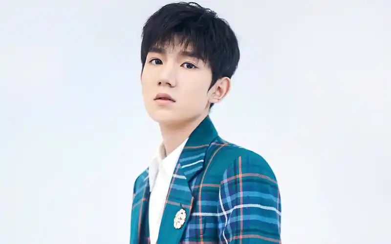 以墨绿色学院风西装亮相tfboys告白thefever六周年演唱会.