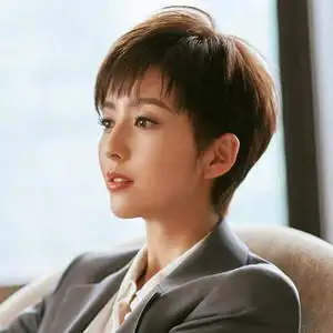 假发短发女网红时尚短直发帅气短发造型真人发丝自然全头套假发套