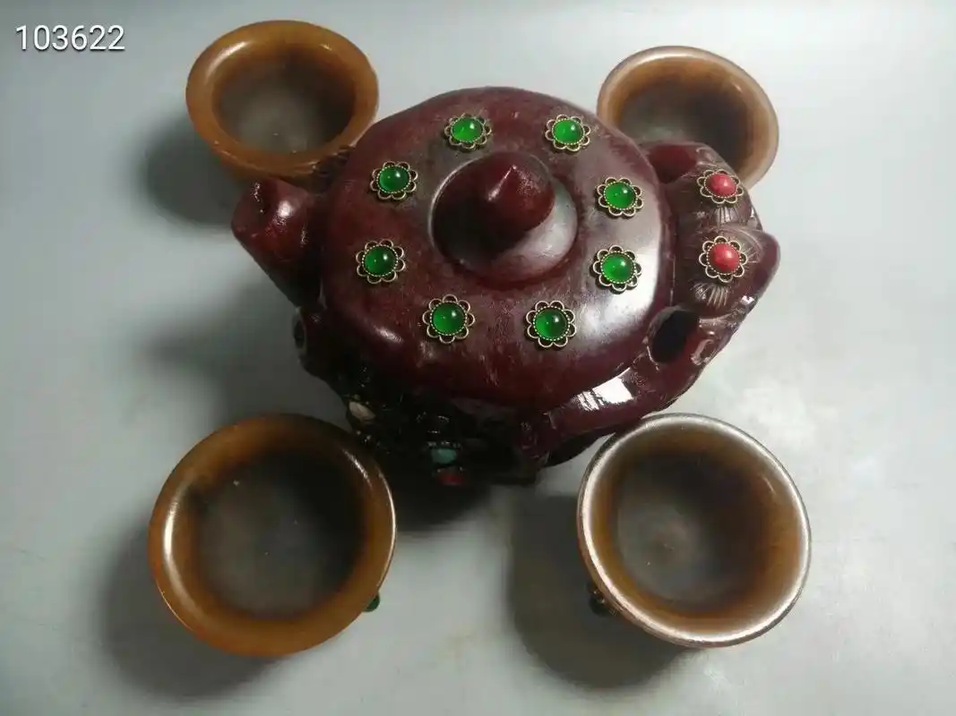 旧藏仿犀牛角茶具酒具摆件古玩古董古玩杂项农村收淘老货老物件, - 抖