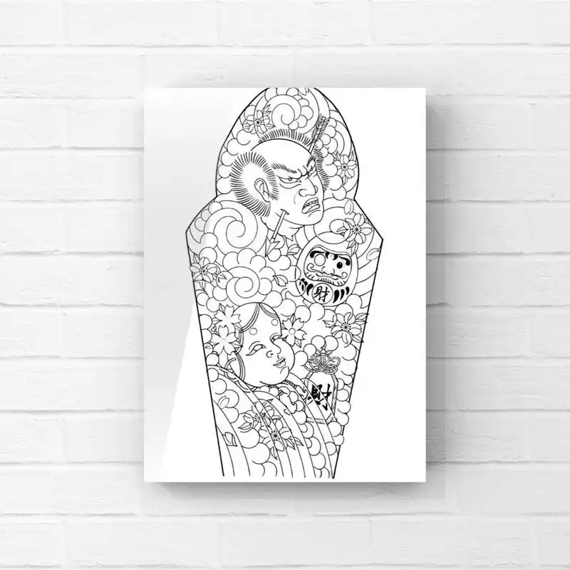 花臂花腿纹身线条手稿素材 我的纹身分享 纹身也清新 东莞打卡 花臂