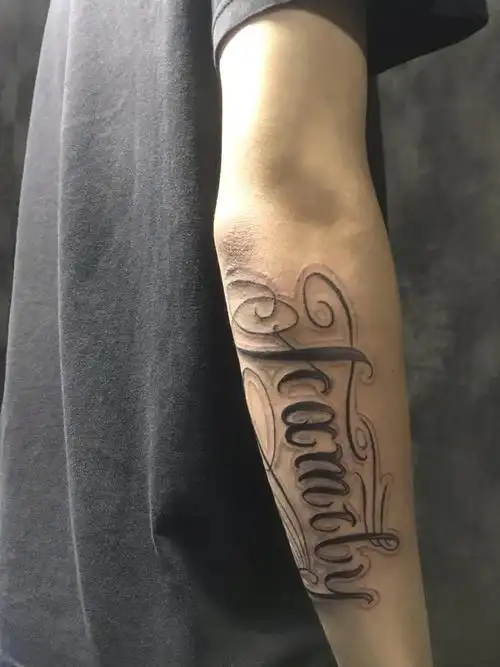 手臂花体字_纹身图案手稿图片_lllkid的纹身作品集