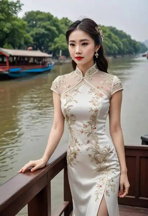 小家碧玉般的江南旗袍美女