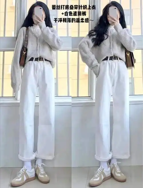 春天白裤子怎么搭配衣服和鞋子好看