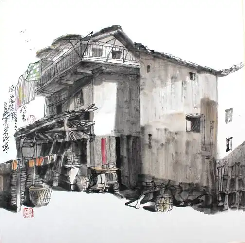 【皖南写生五50x50cm 2012年-徐豪山水国画-纸本(2012年作)】徐豪作品