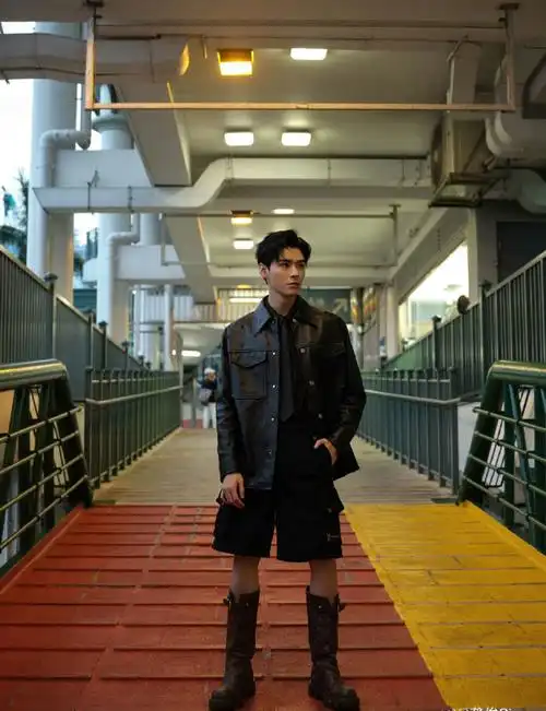 龚俊高筒靴##龚俊皮衣高筒靴