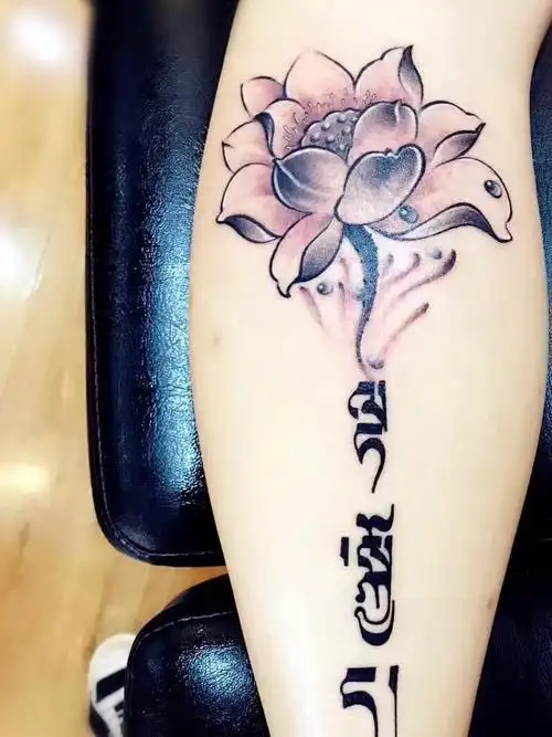 荷花77梵文_纹身图案手稿图片_了了浮音的纹身作品集