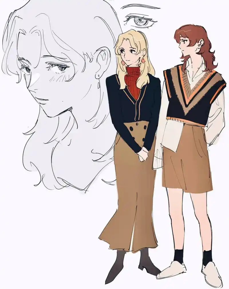 一组动漫人物设计作品欣赏,画风清新细腻,描绘了服饰时尚华丽的角色