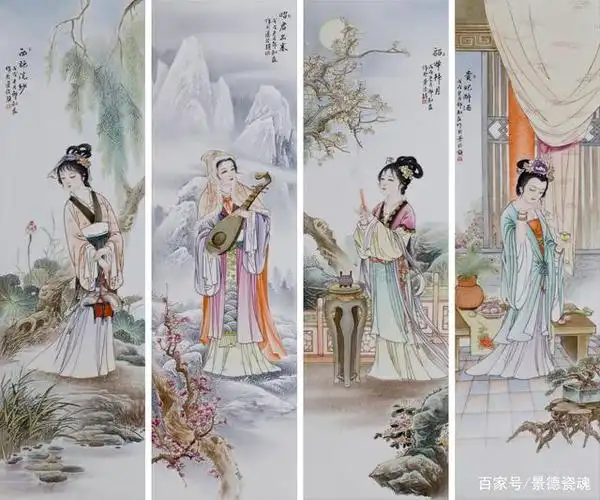 景德镇邹知良陶瓷艺术,古代仕女之美