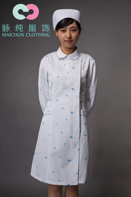 批发定做医院美容院花布中袖无领短款护士服工作服制服nc-6104a