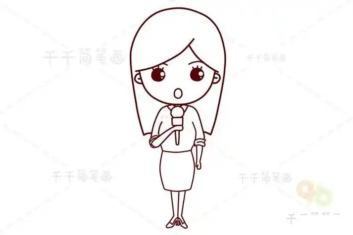 电视台主持人简笔画 亲子绘画动漫人物儿童简笔画大全可乐云-日本