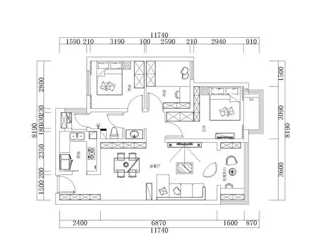 原始户型结构整体采光通风较好;户型分析户型图简约不等于简单,它是