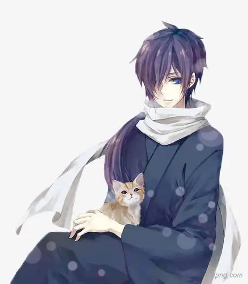 紫发动漫帅哥png素材透明免抠图片动植人物