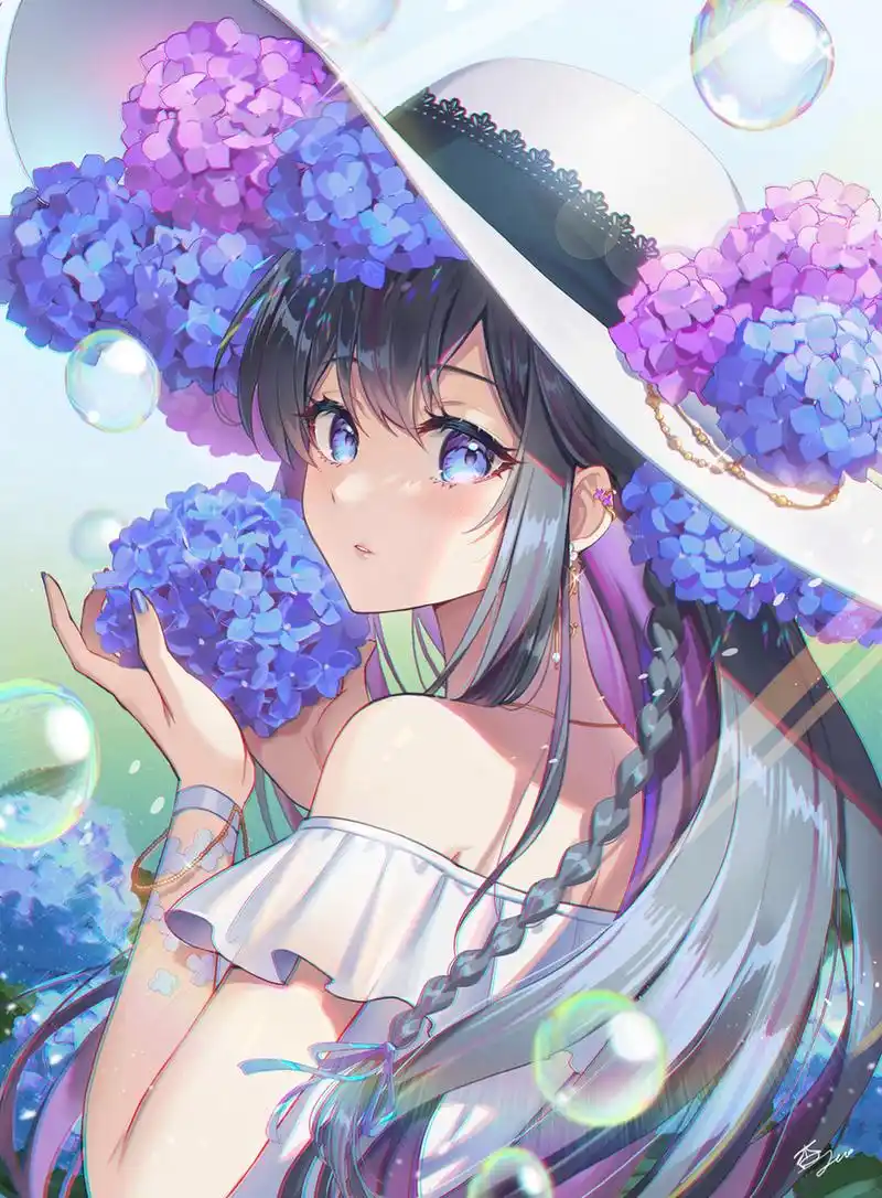 绣球花少女 画师:杏豆