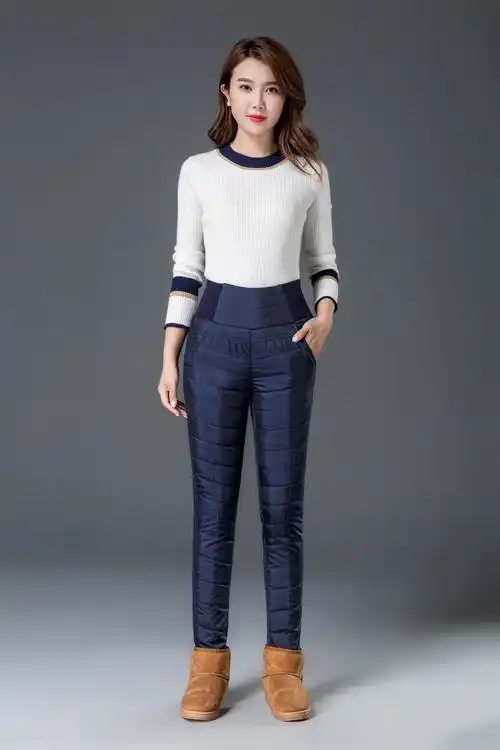 δ69年末特价雅鹿羽绒裤女外穿冬季加厚弹力显瘦白鸭绒中老年妈妈