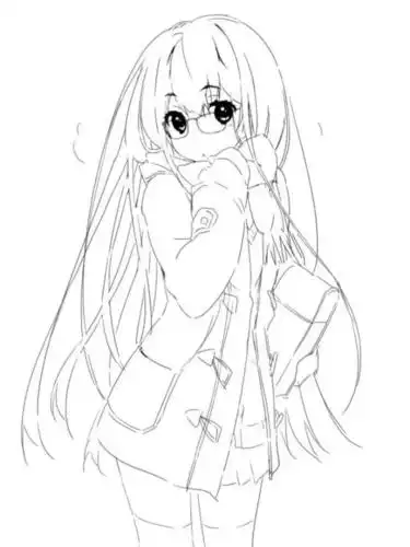 黑白线稿超萌哒超可爱哒动漫mm人物手绘素材