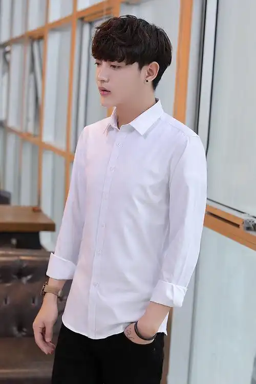 男装白衬衫男长袖衬衣男士夏季免烫商务职业工装正装修身潮纯色休闲