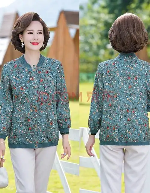 古莱登50岁妈妈装秋装立领棉麻外套薄款中老年女装春秋装老太太宽松大