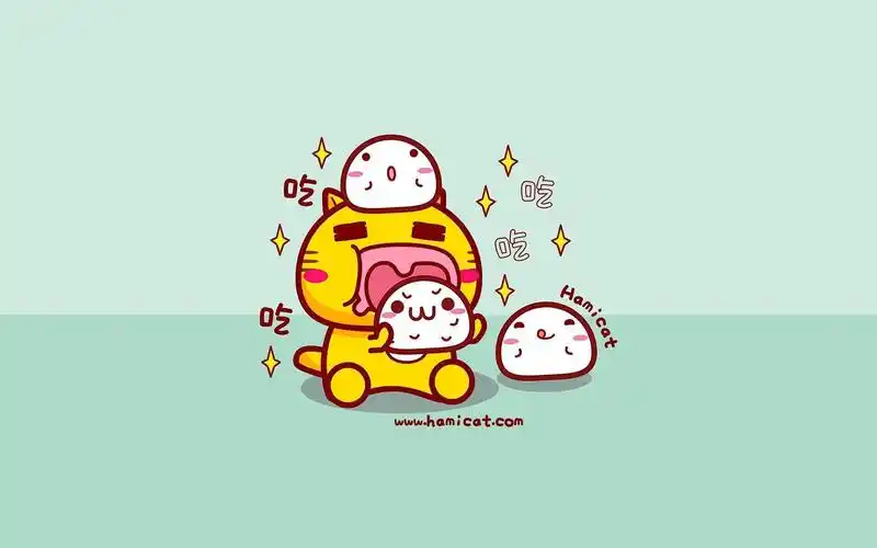 哈咪猫吃货系列可爱卡通图片桌面壁纸