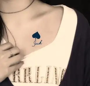 纹身贴纸 防水女国王与王后 扑克牌字母皇冠红桃方块黑桃梅花组合