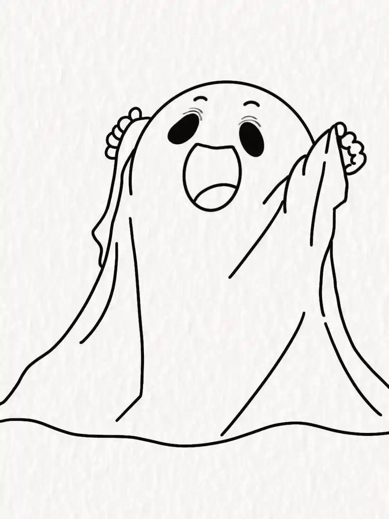 简笔画教程|吓人的小幽灵31/100 要是这么可爱的小幽灵来吓你,你会不