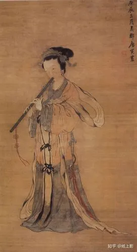 明 唐寅《吹箫仕女图》