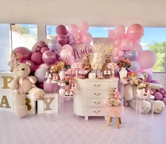 可爱活泼粉色系小熊主题生日宴会‖生日布置