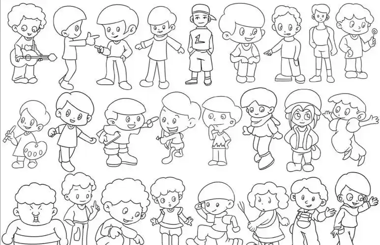 超实用的100多个简笔画人物线稿素材_简笔画_幼师_发型_服饰_画个简笔