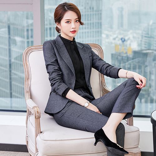 高端职业套裙时尚气质西装套装女商务正装春秋置业顾问总裁工作服