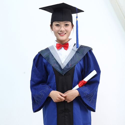 硕士服毕业礼服学位服毕业服垂布蓝色硕士套装学士服博士服导师服