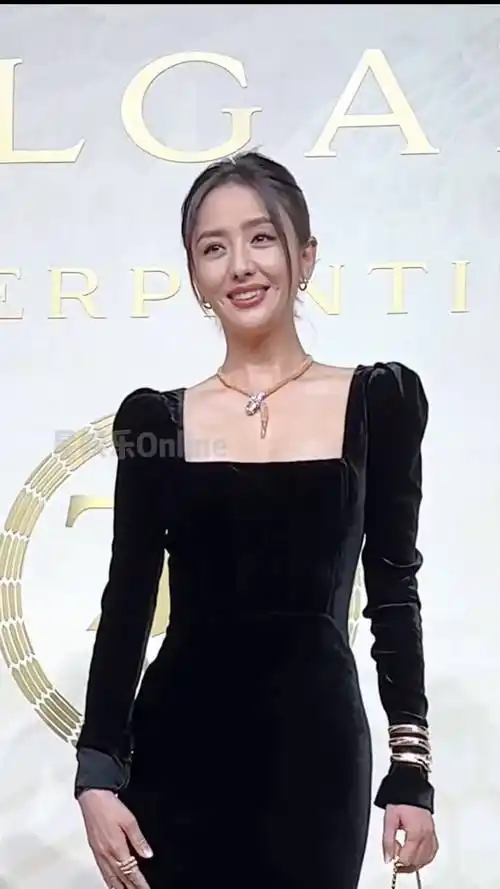 佟丽娅 黑色丝绒长裙造型亮相,40岁这状态怎么样?