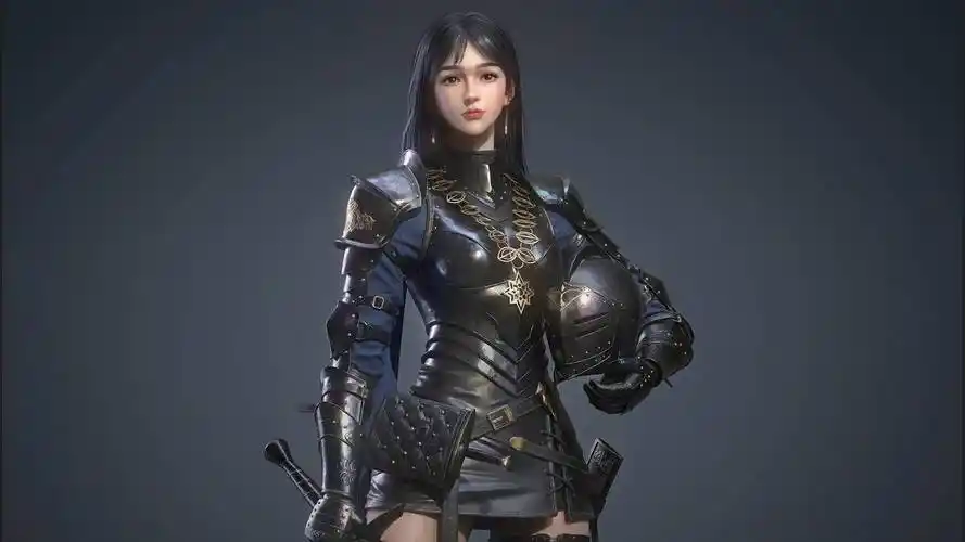 女战士 盔甲 黑发 3d 4k高清动漫壁纸