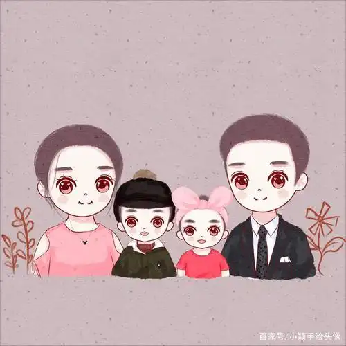 一家三口,四口之家漫画头像,个性头像设计