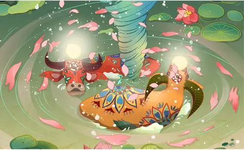 2021牛年贺图|中国风插画|牛转乾坤