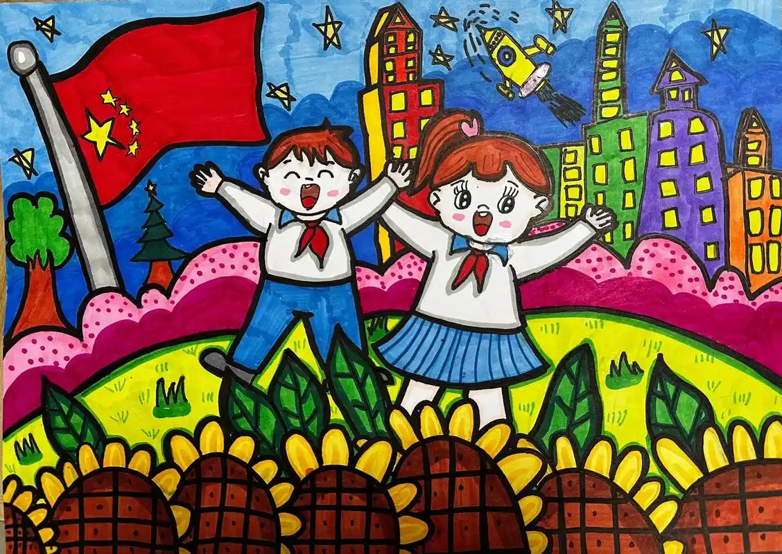 阳光下成长素材.来自学员参赛作品#画画 #少儿美术教育 #想 - 抖音