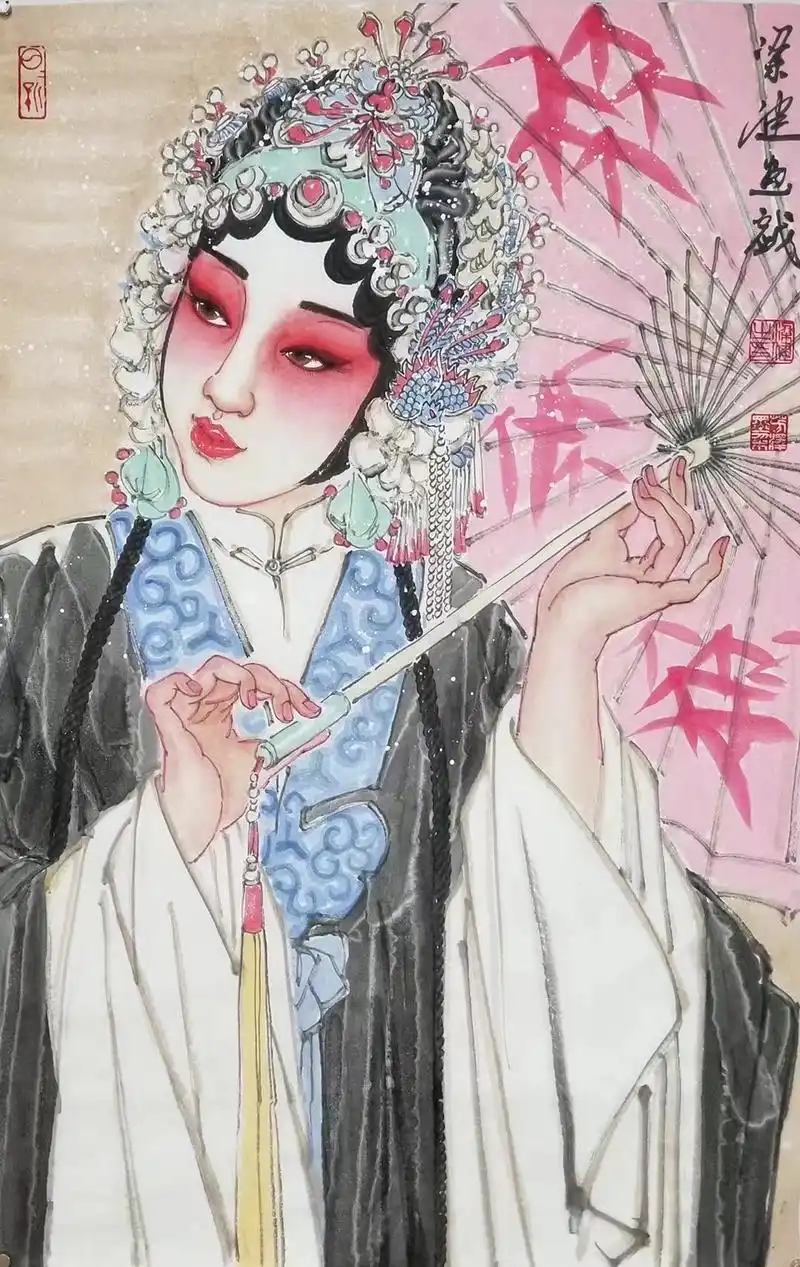 梁健—当代最具影响力的艺术家,三开戏曲人物50幅精选