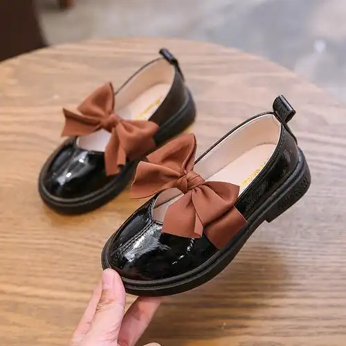 女童小香风皮鞋2020春秋蝴蝶结公主小女孩学生中大皮鞋