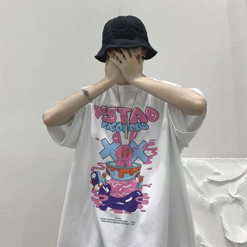 2021新款彩绘涂鸦短袖t恤男潮牌潮流ins超火设计感情侣半袖上衣服